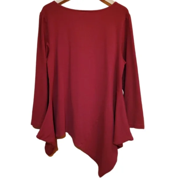 BRYN WALKER M BRICK ASYMMETRICAL LONGSLEEVE SCOOP NECK DRESS - Picture 2 of 5